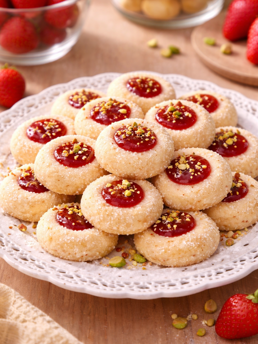 Kue lebaran thumbprint strawberry