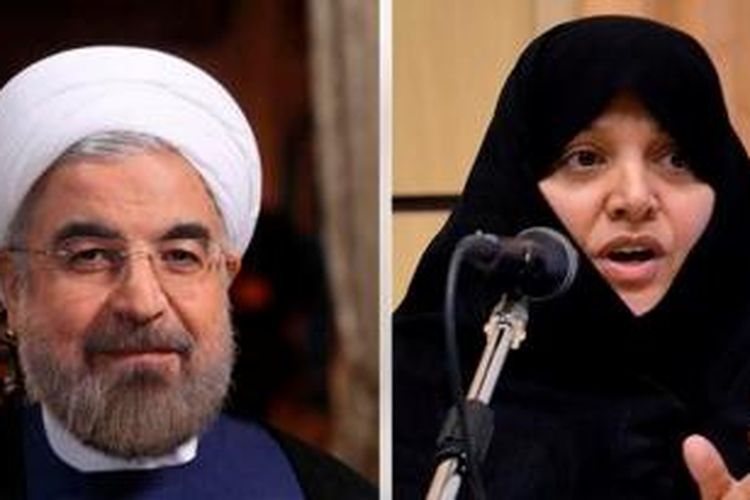 Presiden Iran Hassan Rohani dan istrinya, Sahebeh Arabi.