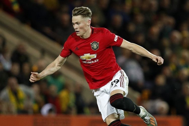 Aksi gelandang Manchester United, Scott McTominay, pada laga Norwich City vs Man United dalam lanjutan Liga Inggris di Stadion Carrow Road, 27 Oktober 2019. 