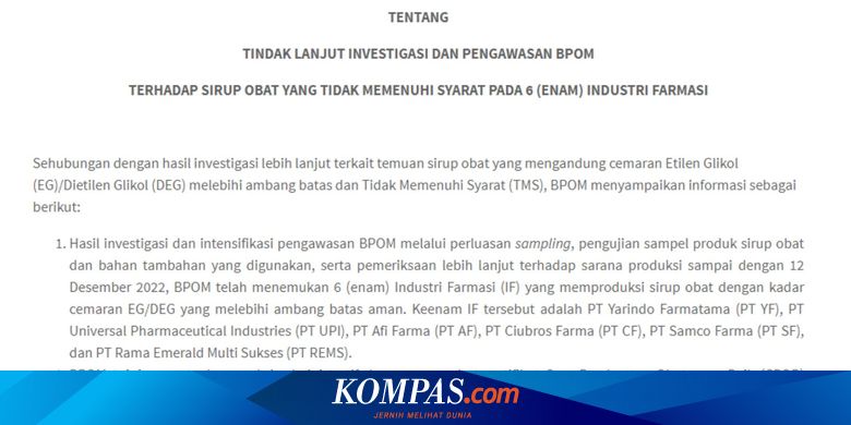 Daftar 15 Obat Sirup yang Dicabut Izin Edarnya oleh BPOM, Apa Saja?