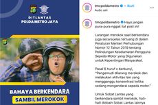 Polisi Ingatkan Lagi Larangan Merokok Sambil Naik Motor