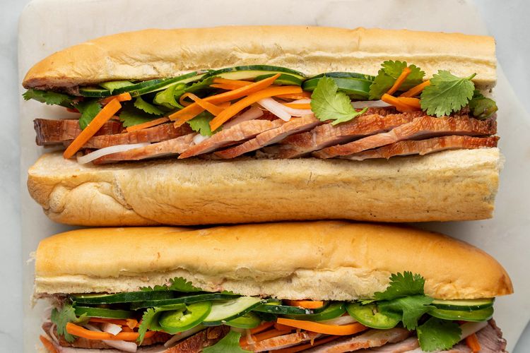 Ilustrasi banh mi, sandwich khas Vietnam.