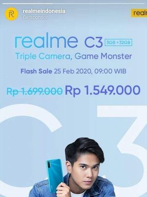 Tangkapan layar iklan Instagram Story Realme Indonesia yang memampang harga Realme C3.
