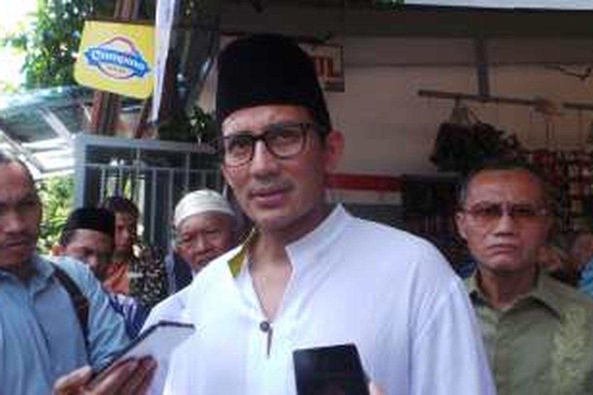 Bakal calon gubernur DKI Jakarta Sandiaga Uno, saat ditemui wartawan di Tanjung Duren, Jakarta Barat, Jumat (6/5/2016).