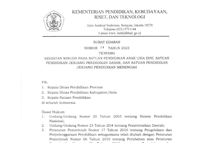 Kemendikbud Resmi Terbitkan Aturan Wisuda TK-SMA Tidak Wajib