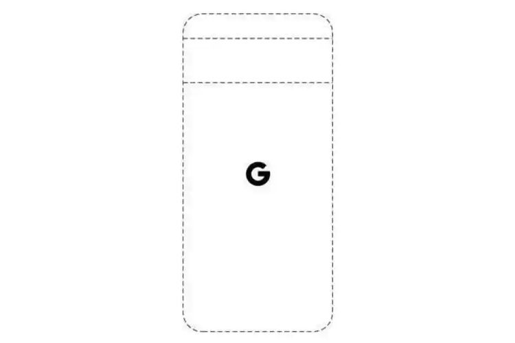 Ilustrasi huruf G dalam sebuah perangkat ponsel yang tertuang dalam paten Google.