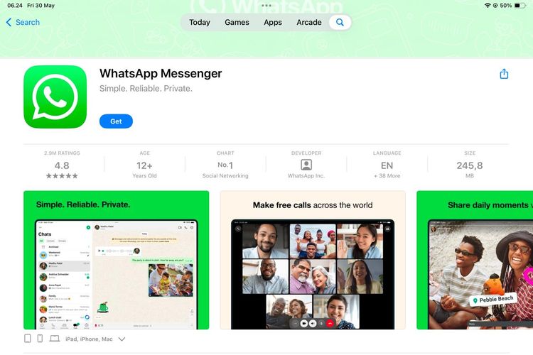 Ilustrasi cara download WhatsApp di iPad.