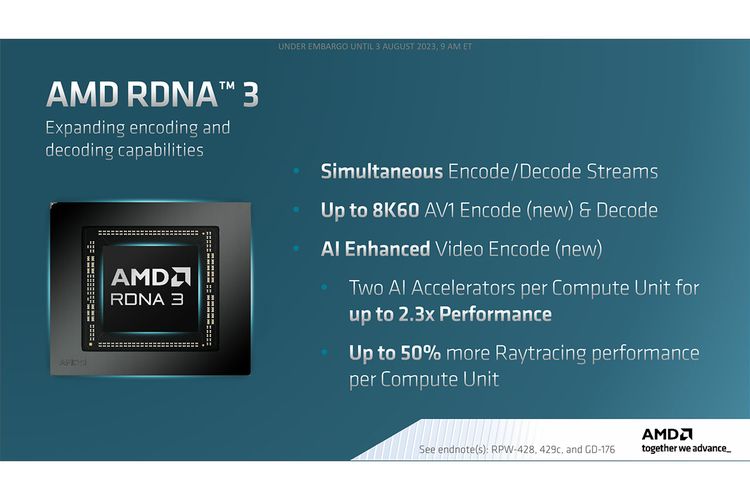 Fitur-fitur chip GPU berarsitektur RDNA3 di kartu grafis AMD Radeon Pro W7600 dan W7500