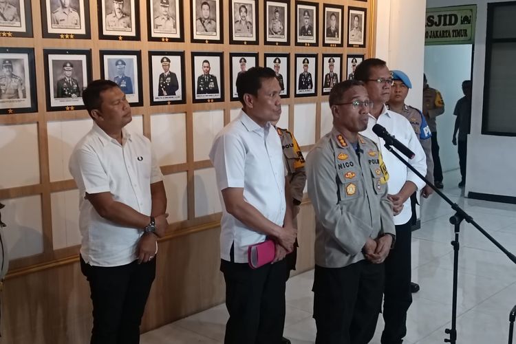 Konferensi pers penetapan Gathan Saleh sebagai tersangka dalam kasus penembakan di Jatinegara, Jakarta Timur, Kamis (8/2/2024), di Polres Metro Jakarta Timur, Kamis (29/2/2024).