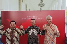 Prabowo, Ganjar, dan Anies Bergandengan Tangan Usai Bertemu Jokowi
