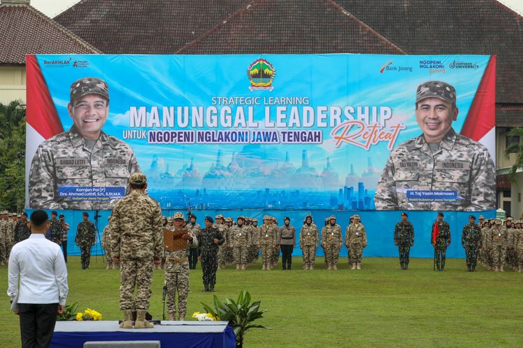 Kegiatan Manunggal Leadership Retret: Ngopeni Nglakoni Jawa Tengah di Lapangan Badan Pengembangan Sumber Daya Manusia Daerah (BPSDMD) Provinsi Jateng, Selasa.