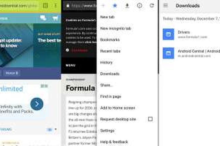 Tombol download offline di browser Chrome Android.