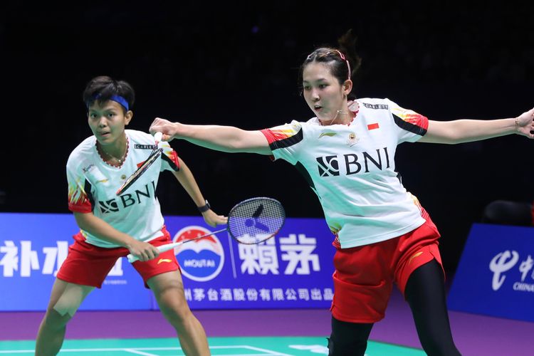 Siti Fadia Silva/Ribka Sugiarto di final Uber Cup 2024, pada Minggu (5/5/2024).