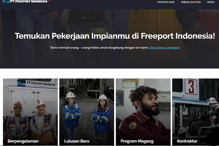 Lowongan kerja PT Freeport Indonesia untuk lulusan sarjana pada April 2024