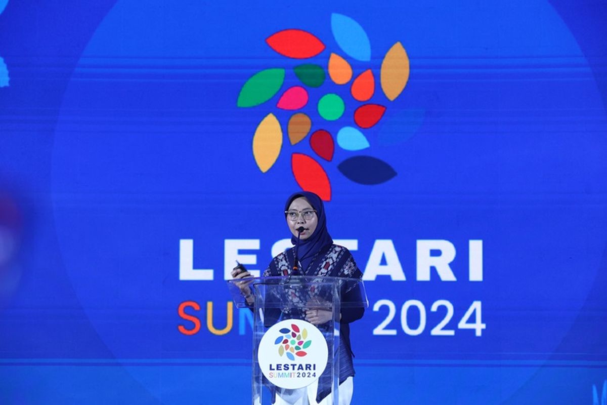 Head of Climate and Water Stewardship AQUA Ratih Anggraini dalam KG Media Lestari Summit 2024 di Hotel Raffles Jakarta, Rabu (21/8/2024).