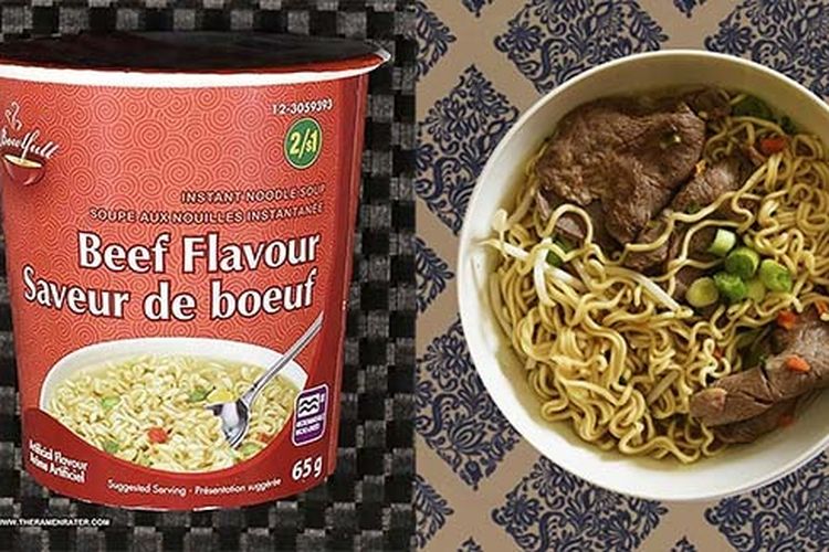 Beef Flavour Instant Noodle Soup dari Kanada, salah satu mi instan dengan peringkat terbawah di dunia. 