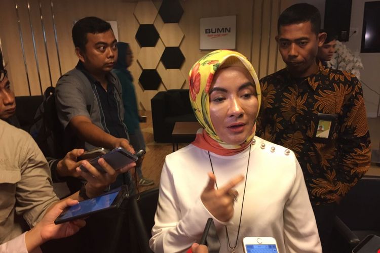 Direktur SDM Pertamina Nicke Widyawati di Gedung Kementerian BUMN, Selasa (23/1/2018)