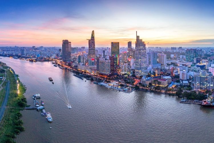 Tampak pemandangan Kota Ho Chi Minh, Vietnam.
