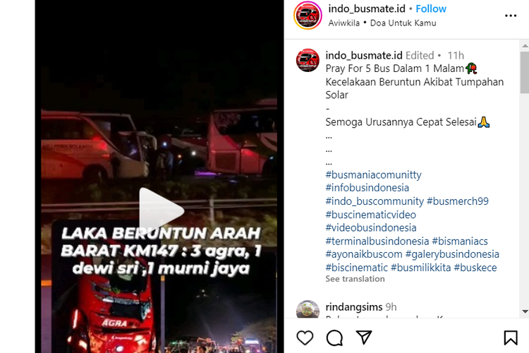 Video kecelakaan beruntun bus 