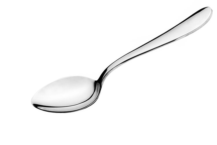 Ilustrasi metal spoon atau sendok logam untuk plating makanan. 