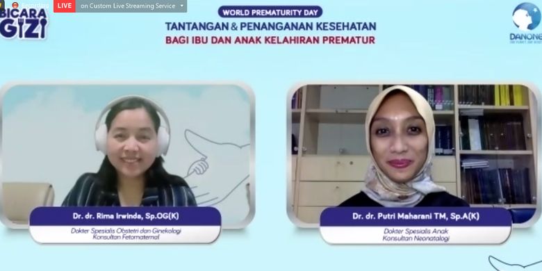 Narasumber Bicara Gizi yang mengangkat tema Tantangan dan Penanganan Kesehatan bagi Ibu dan Anak Kelahiran Prematur (17/11/2021).