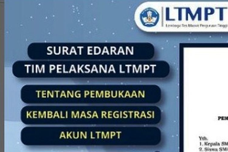 Surat Edaran terbaru dari LTMPT, dibuka lagi registrasi akun LTMPT tahap I.