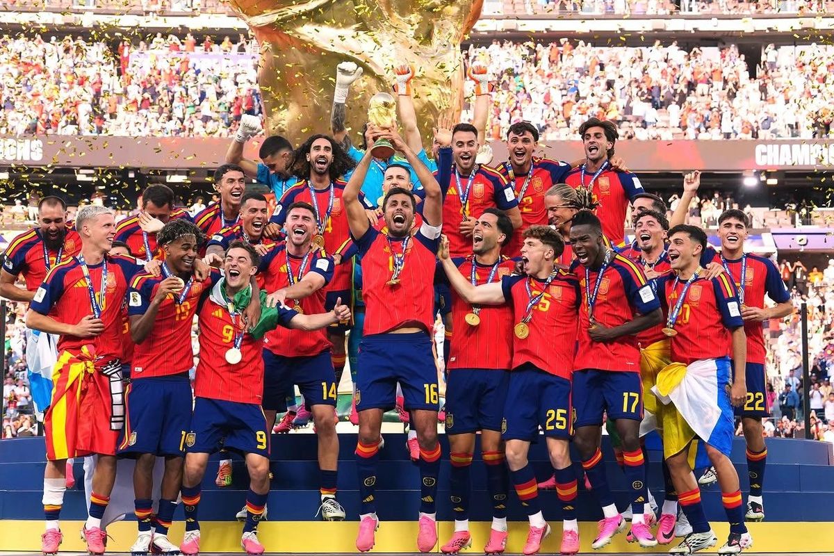 Foto selebrasi Timnas Spanyol Juara Piala Dunia 2026 yang diunggah federasi sepakbola SPanyol, tanpa Donald Trump.