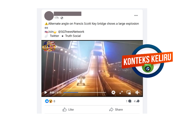 Konteks keliru, video yang dibagikan adalah ledakan di Jembatan Crime pada 2022