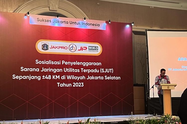 Sosialisasi Penyelengaraan SJUT sepanjang 48 kilometer di Jakarta Selatan Tahun 2023 di Jakarta, Senin (10/4/2023).