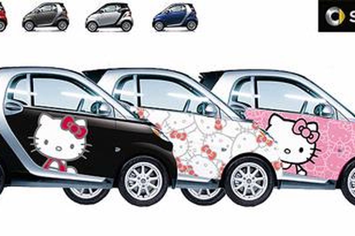 Total terdapat 22 pilihan kombinasi desain dan warna untuk Smart ForTwo Hello Kitty