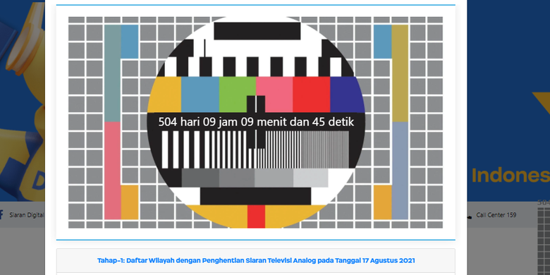 Tangkapan layar hitung mundur penghentian tv analog.