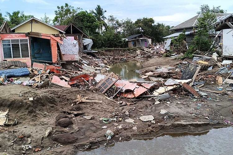 Situasi pascabanjir di Desa Keude Bungkah, Kecamatan Muara Batu, Kabupaten Aceh Utara, Rabu (17/12/2025)