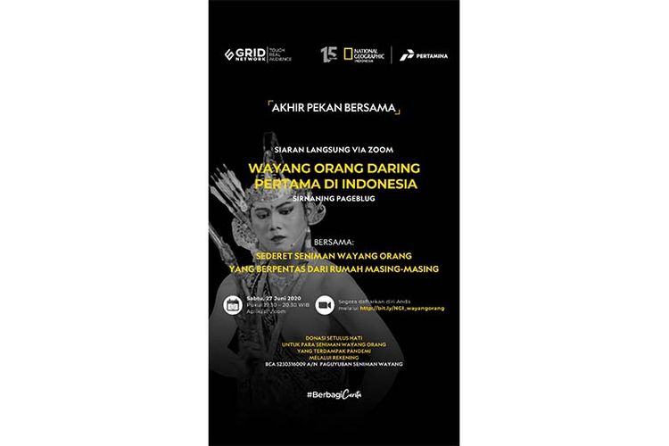 Poster wayang orang secara daring yang digelar oleh Pertamina