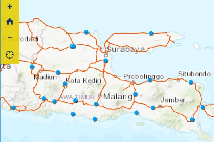 Ilustrasi peta Posko Lebaran 2024 Ditjen Bina Marga Kementerian PUPR.