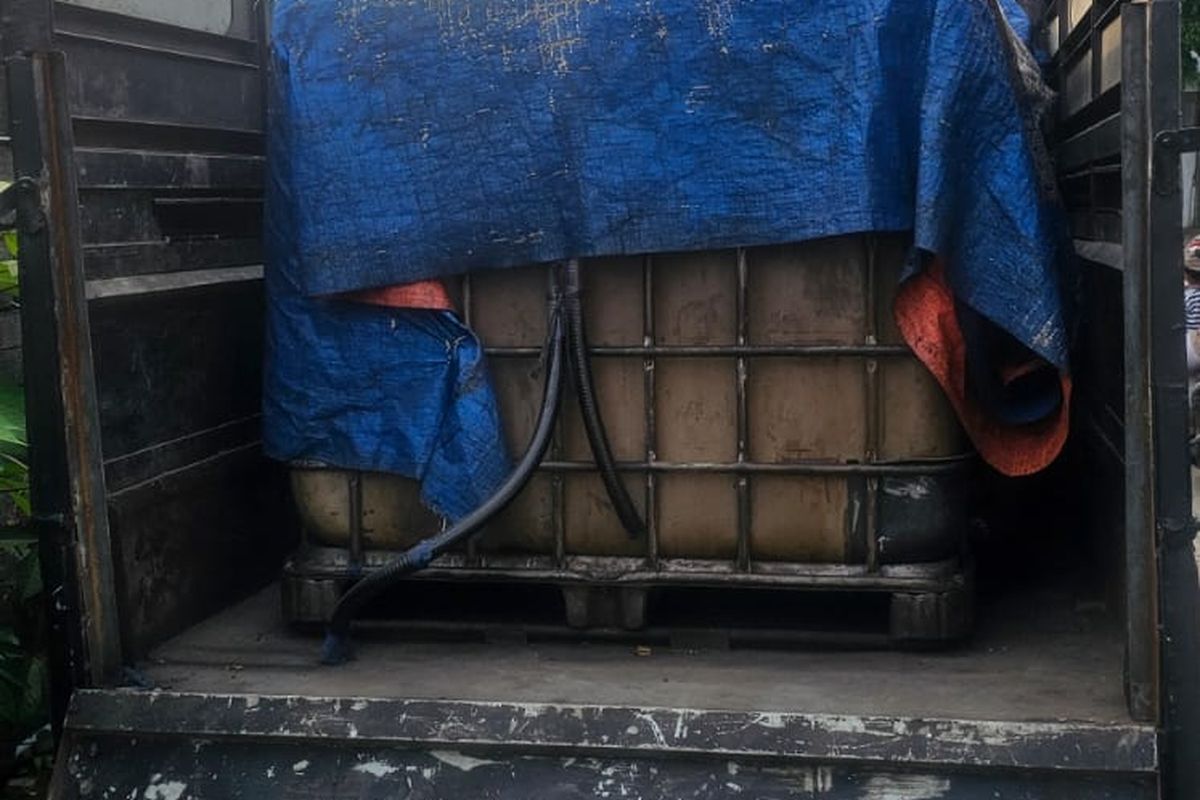 Penampakan tanki modifikasi yang digunakan 2 pria dia Medan untuk membeli solar subsidi, Selasa (4/3/2025)