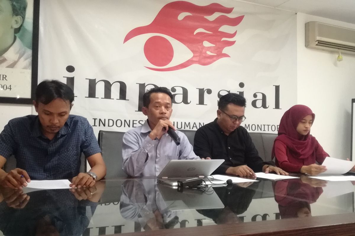 Wakil Direktur Imparsial Ghufron Mabruri (dua dari kiri) dalam konferensi pers peringatan Hari Toleransi Internasional yang jatuh pada Sabtu (16/11/2019) kemarin.