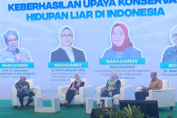 Seminar Keberhasilan Upaya Konservasi Hidupan Liar di Indonesia, sebagai rangkaian acara Pekan Keanekaragaman Hayati 2024 di Gedung Manggala Wanabakti, Jakarta, Rabu (15/5/2024). 