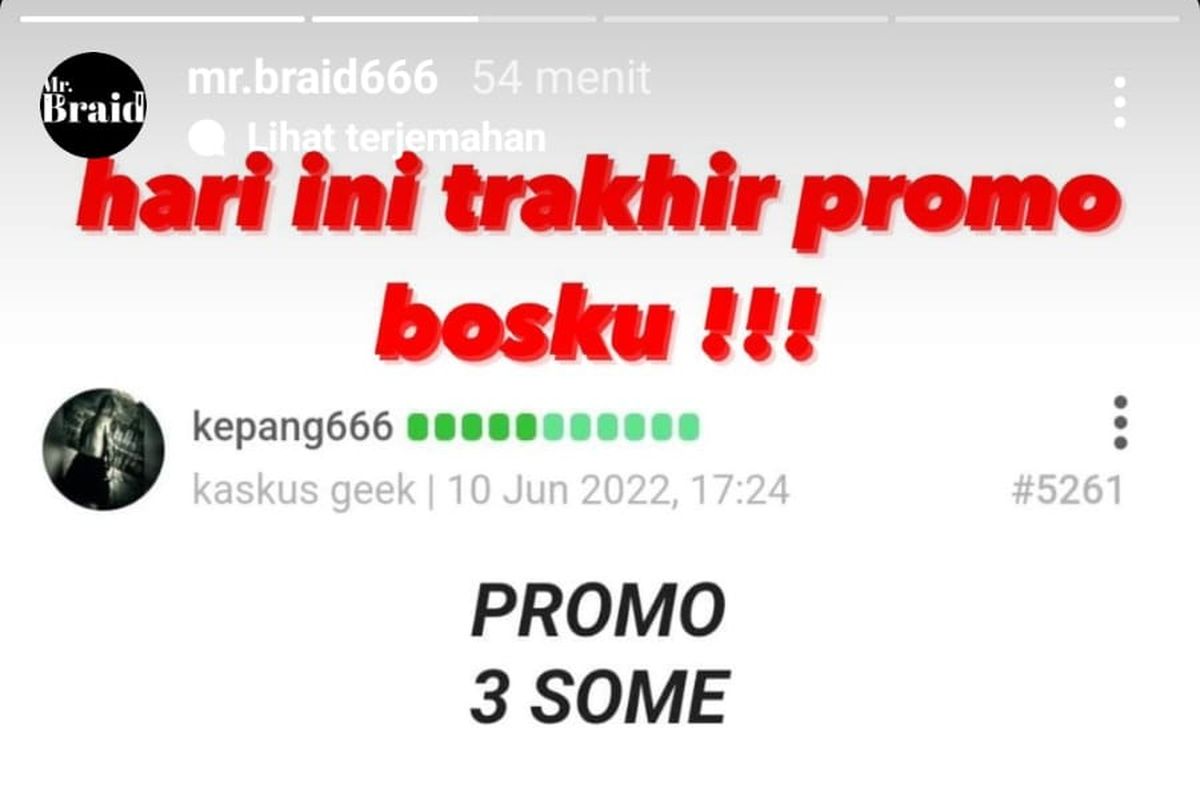 Sebuah informasi mengenai penawaran bernada promosi prostitusi dari salah bar & lounge beredar di aplikasi pesan singkat WhatsApp.