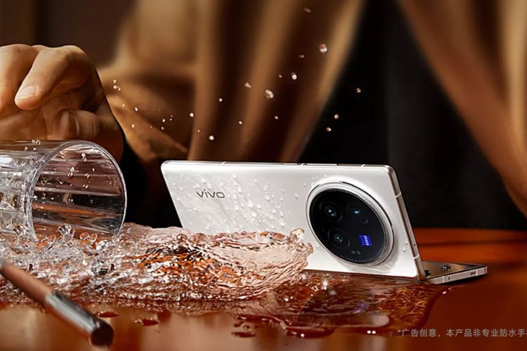 Vivo X Fold 3 Pro sudah dibekali kemampuan tahan air dengan rating IPX8. Artinya, ponsel ini tahan di dalam air tawar maksimal 1,5 meter selama 30 menit.