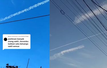 Tangkap layar video awan berbentuk garis-garis disebut fenomena contrails.
