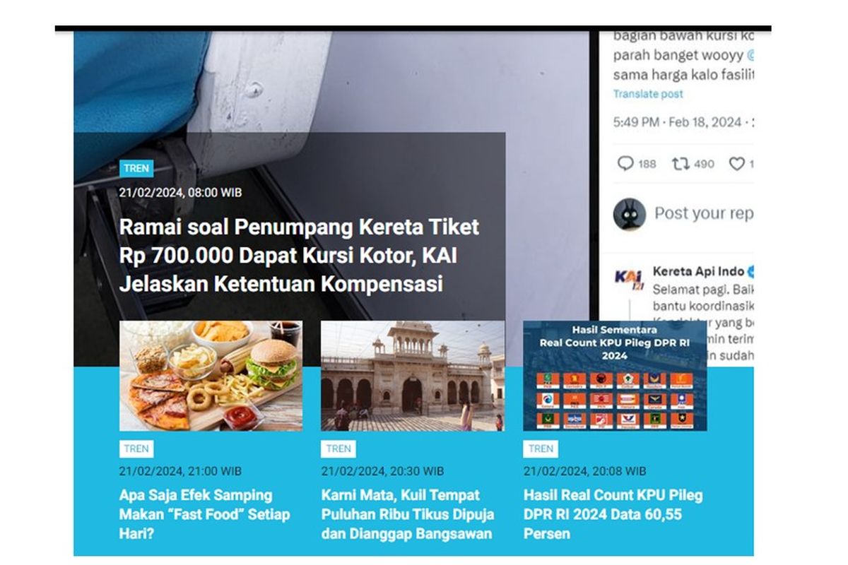 Artikel terpopuler Tren Rabu (21/2/2024).