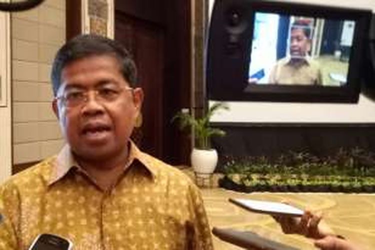 Sekjen Partai Golkar Idrus Marham usai konferensi pers, Nusa Dua, Jumat(25/11/2016)