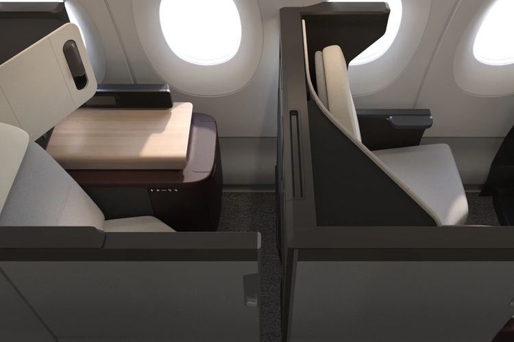 Tampilan kursi kelas Business Suite di pesawat a350 milik Qantas yang akan digunakan untuk Project Sunrise.