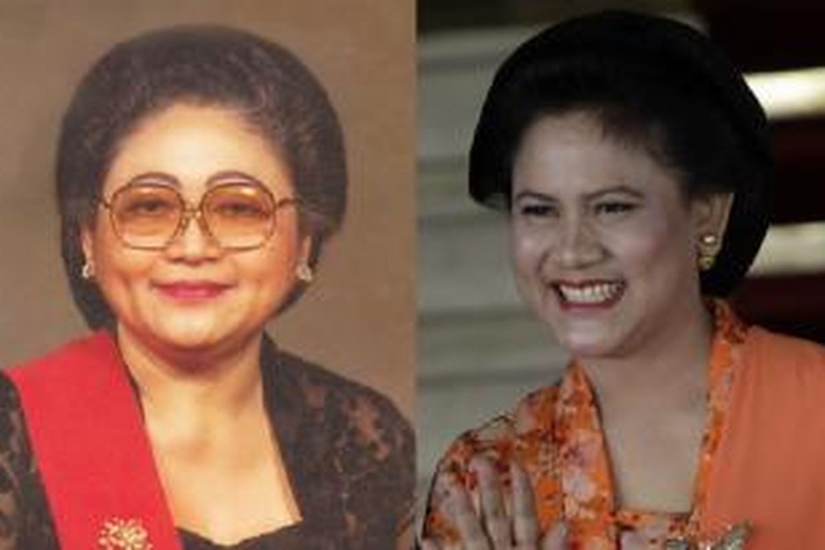 Tien Soeharto (kiri) dan Iriana Jokowi.