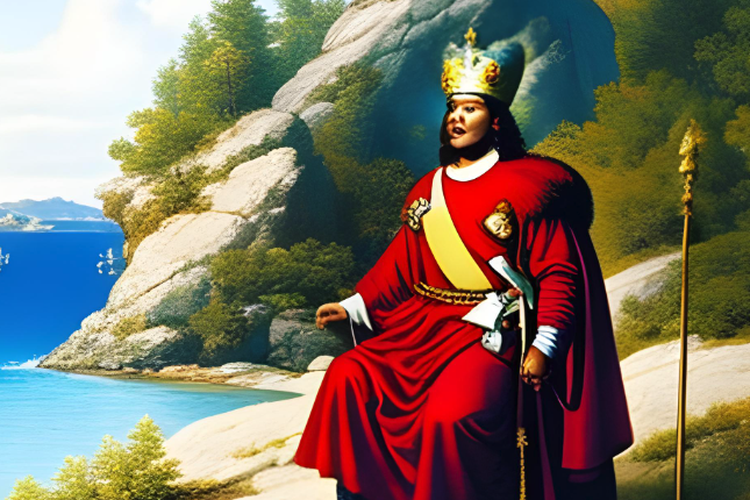 Ilustrasi seorang raja yang memimpin kerajaan kuno di Indonesia