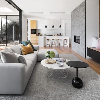 Ilustrasi ruang keluarga dengan karpet