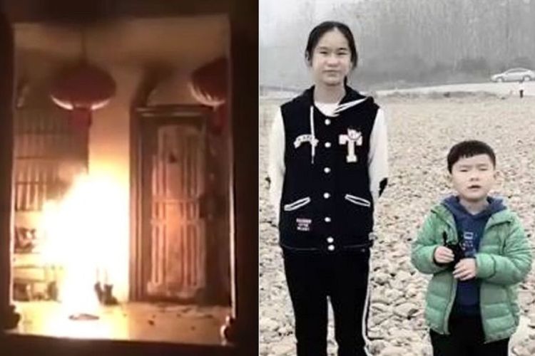 Korban kebakaran di Changde, Provinsi Hunan, China, pada 22 Februari. Chen Zimo (kiri), yang berusia 12 tahun dan adik laki-lakinya, Mozi, yang berusia 5 tahun.