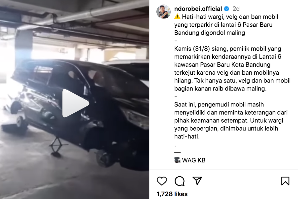 pencurian pelek dan ban mobil