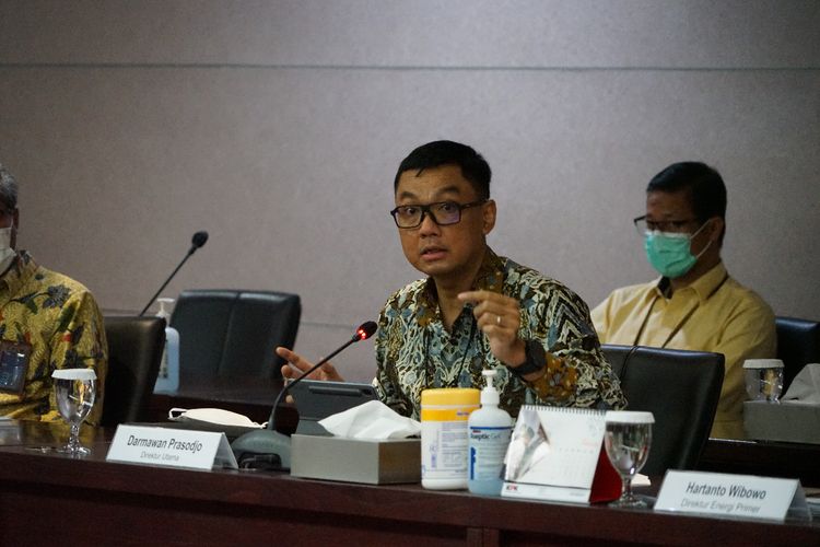 Direktur Utama PT PLN Darmawan Prasodjo dalam acara program pencegahan korupsi di Gedung Merah Putih KPK Jakarta, Rabu (2/2/2022).
