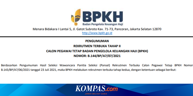 Lowongan Kerja di Badan Pengelola Keuangan Haji, Berikut Posisi dan Cara Daftarnya - Vimarsana News